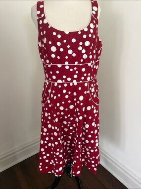 S.L. Fashions white on red polka dot sleeveless dress 12